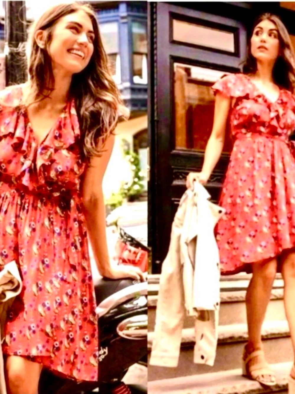 Maeve Red Floral Ruffle-Front Mini Dress - Picture 4 of 4